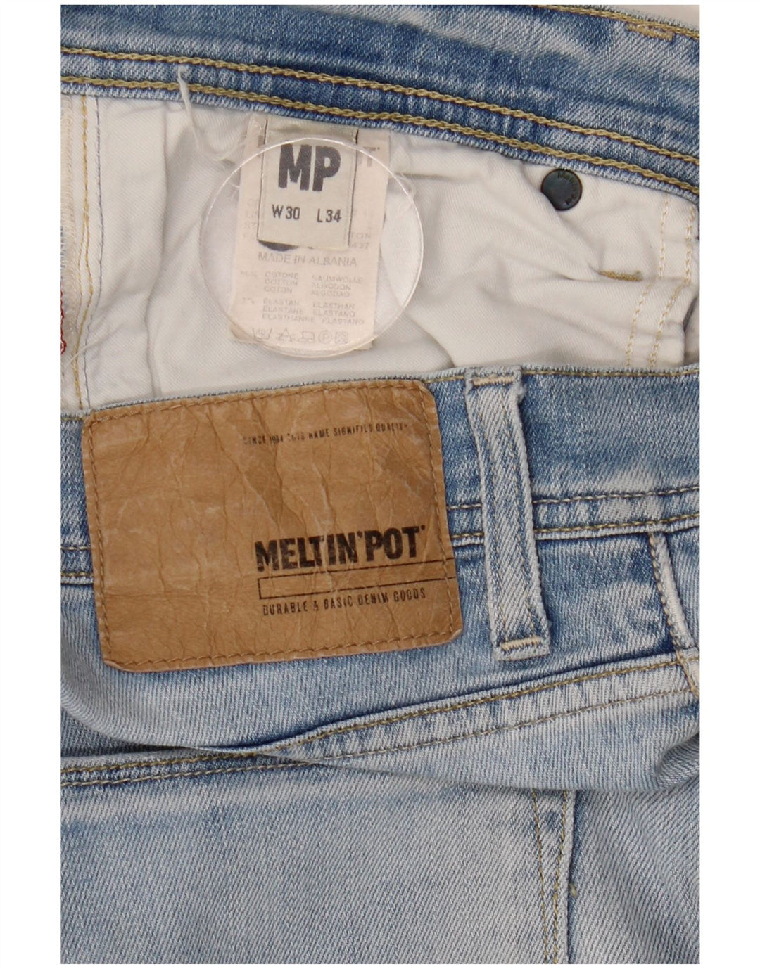 Meltin' Pot Womens Slim Jeans W30 L34 Blue Cotton
