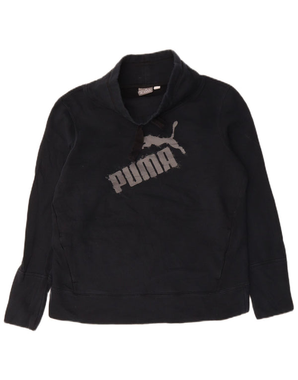 Puma Womens Graphic Sweatshirt Jumper UK 12 Medium Black