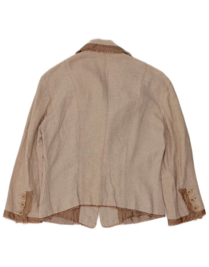 Pinko Womens 3 Button Blazer Jacket UK 8 Small Beige Cotton