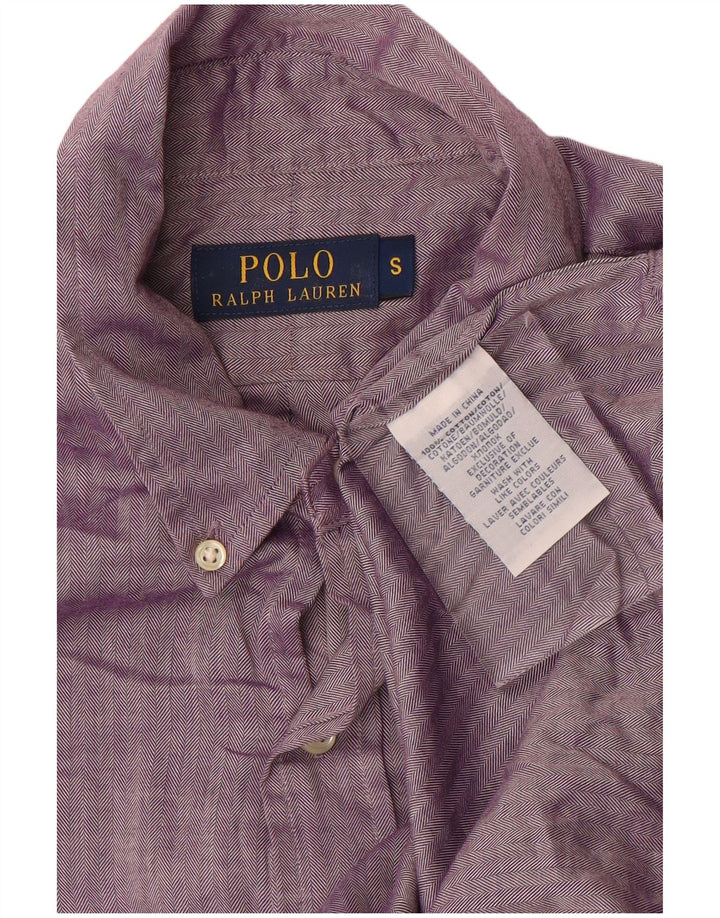 POLO RALPH LAUREN Mens Shirt Small Purple Herringbone Cotton
