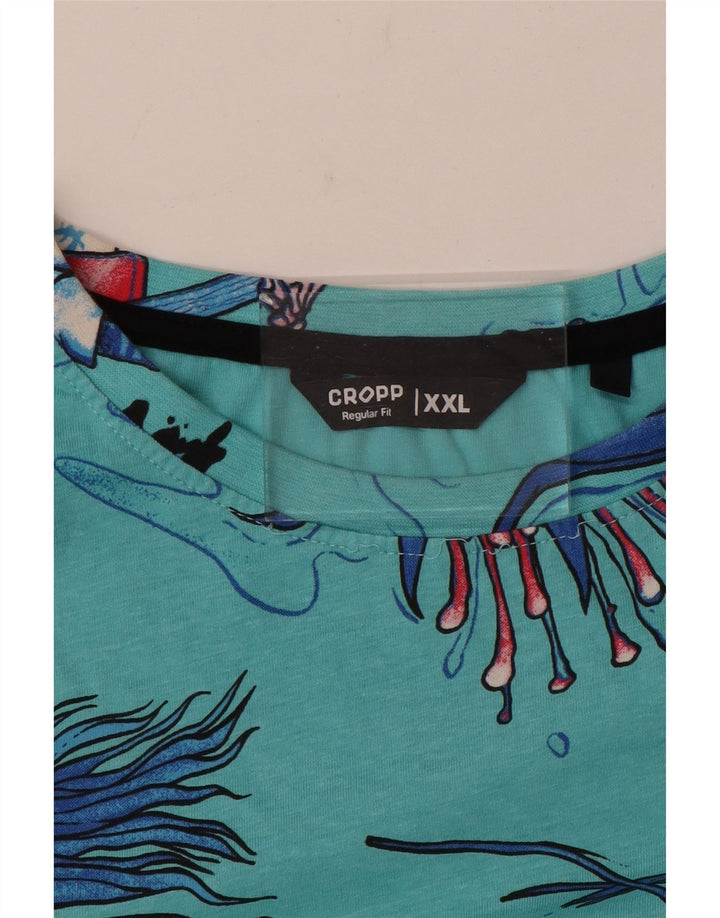 Cropp Mens Regular Fit Graphic T-Shirt Top 2XL Turquoise