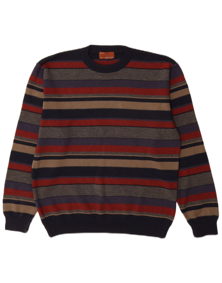 Marks & Spencer Mens Crew Neck Jumper Sweater Medium Multicoloured Striped