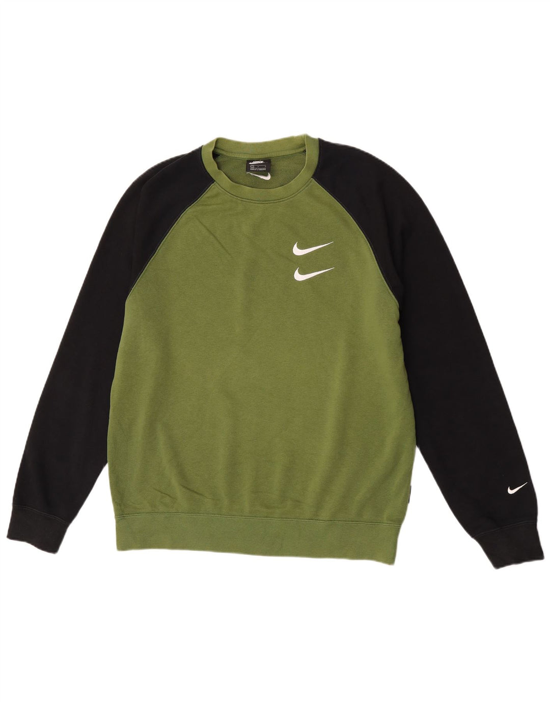 Nike Mens Graphic Sweatshirt Jumper Large Green Colourblock Cotton