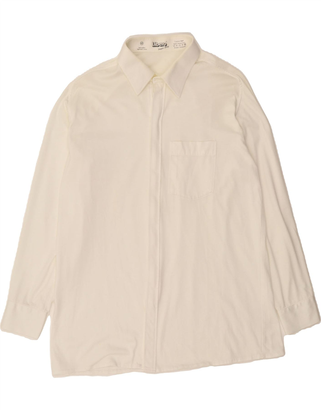 LIBERO Mens Shirt Size 42 Large White Cotton Vintage Libero and Second-Hand Libero from Messina Hembry 