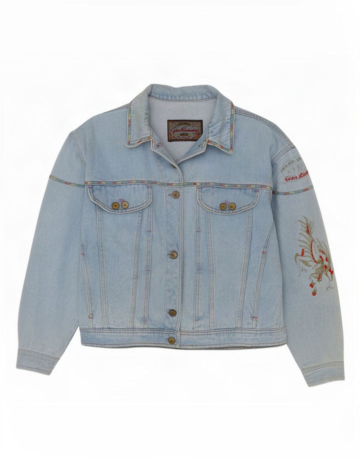 Vintage Womens Denim Jacket UK 14 Medium Blue Cotton