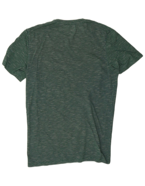 Jack & Jones Mens Graphic T-Shirt Top Small Green Pinstripe Cotton