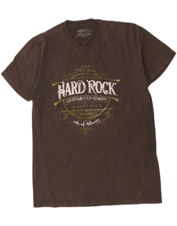 HARD ROCK CAFE Mens City Of Athens Graphic T-Shirt Top Large Brown Cotton
