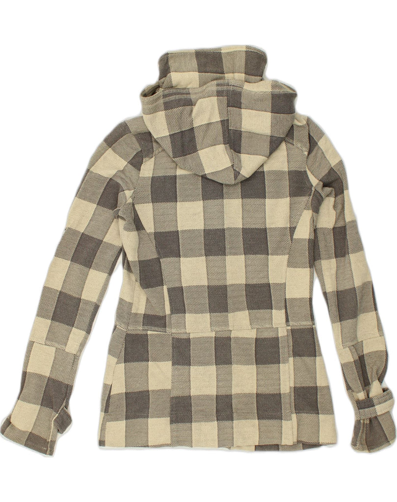 HURLEY Womens Hooded Double Breasted Overcoat UK 14 Medium Grey Check | Vintage Hurley | Thrift | Second-Hand Hurley | Used Clothing | Messina Hembry 