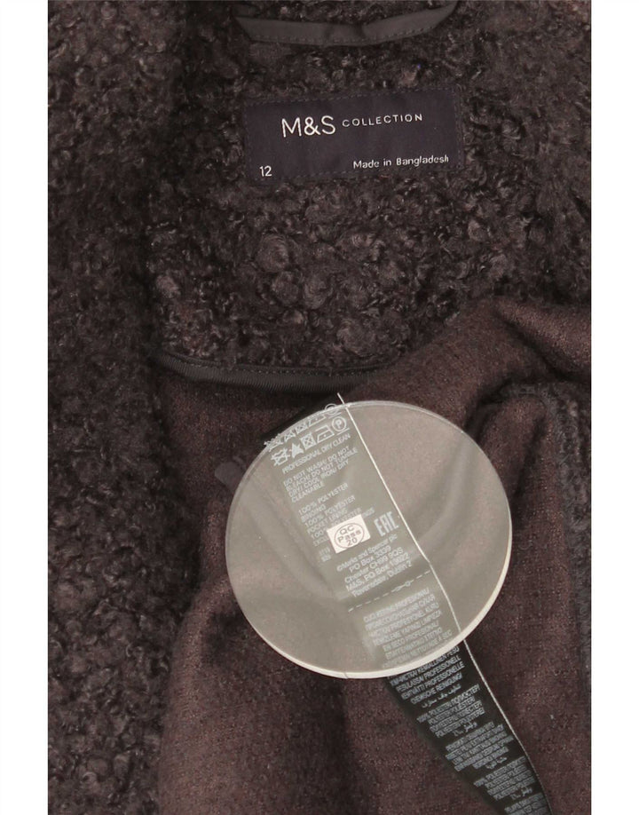 Marks & Spencer Womens Overcoat UK 12 Medium Grey Polyester