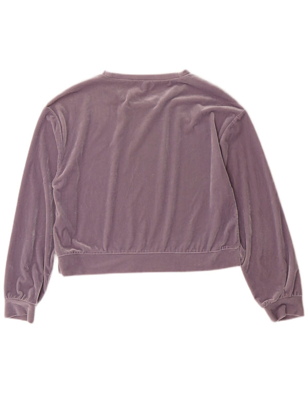 Zara Womens Loose Fit Crop Top Long Sleeve UK 10 Small Purple Polyester