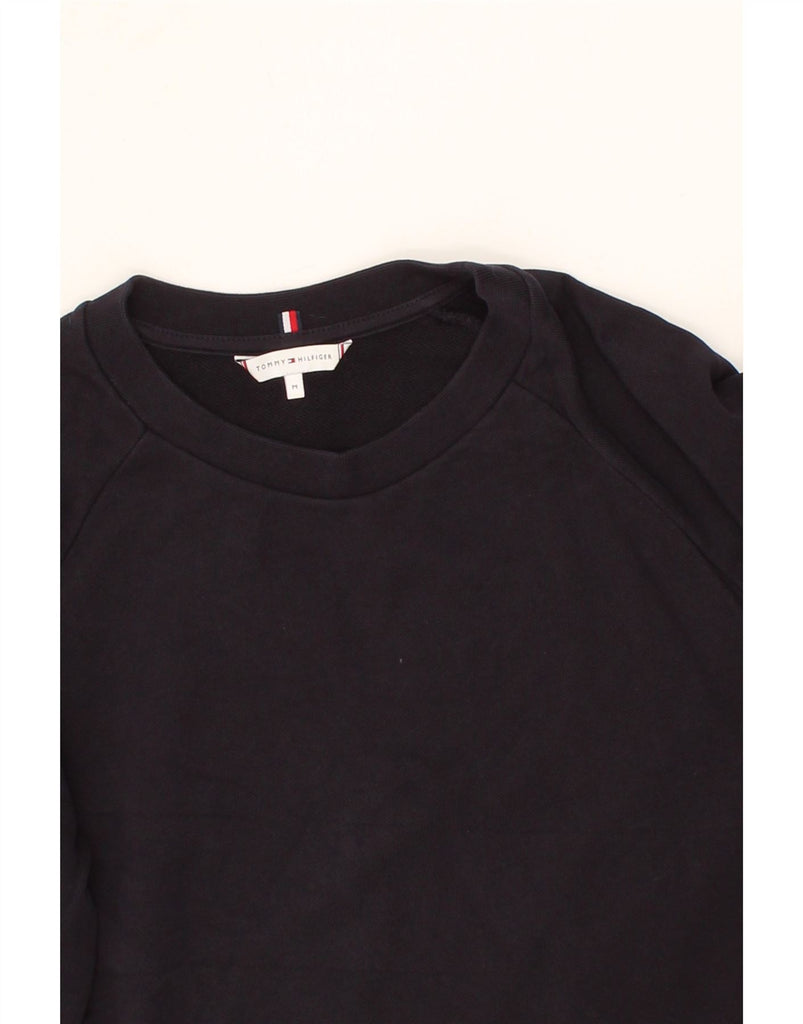 TOMMY HILFIGER Womens Graphic Sweatshirt Jumper UK 14 Medium Navy Blue Vintage Tommy Hilfiger and Second-Hand Tommy Hilfiger from Messina Hembry 