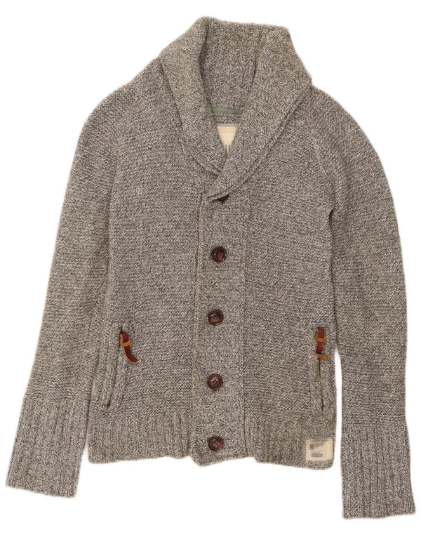 Superdry Mens Cardigan Sweater Medium Grey Cotton