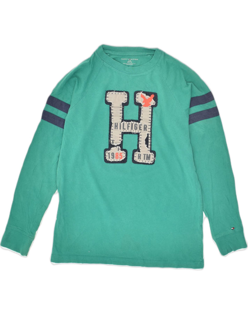 TOMMY HILFIGER Boys Graphic Top Long Sleeve 12-13 Years Large  Green | Vintage Tommy Hilfiger | Thrift | Second-Hand Tommy Hilfiger | Used Clothing | Messina Hembry 