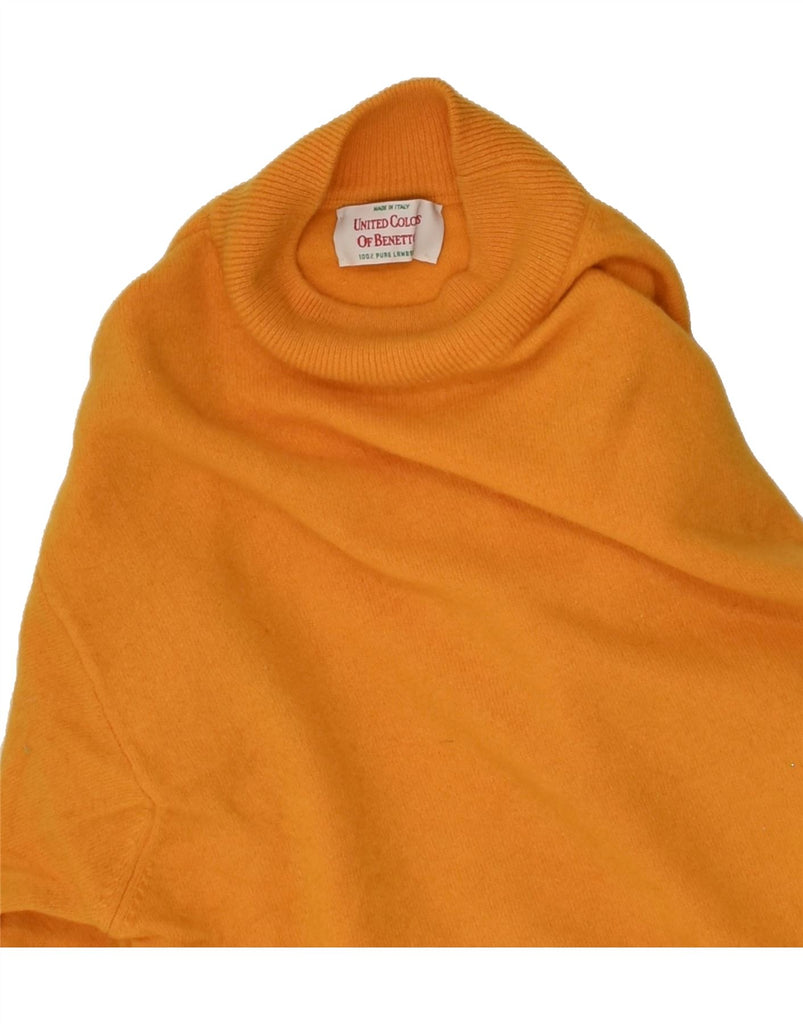 BENETTON Womens Turtle Neck Jumper Sweater UK 14 Large Orange Lambswool | Vintage Benetton | Thrift | Second-Hand Benetton | Used Clothing | Messina Hembry 