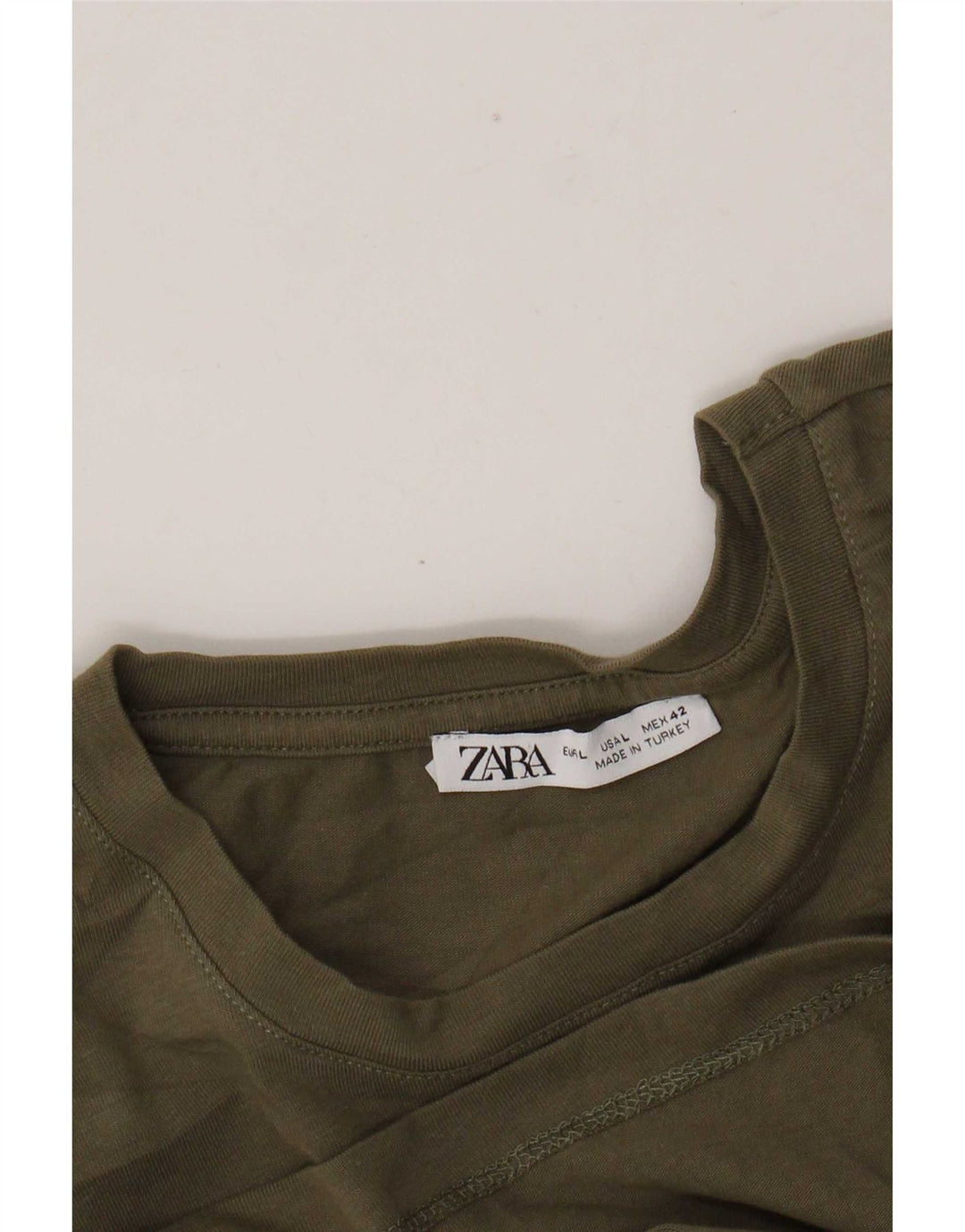Zara Mens T-Shirt Top Large Khaki