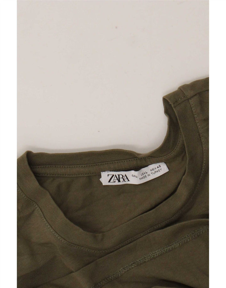 Zara Mens T-Shirt Top Large Khaki