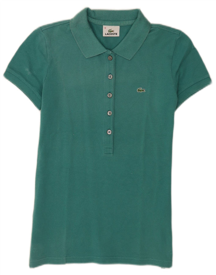 Lacoste Womens Polo Shirt Size 36 Small Turquoise Cotton