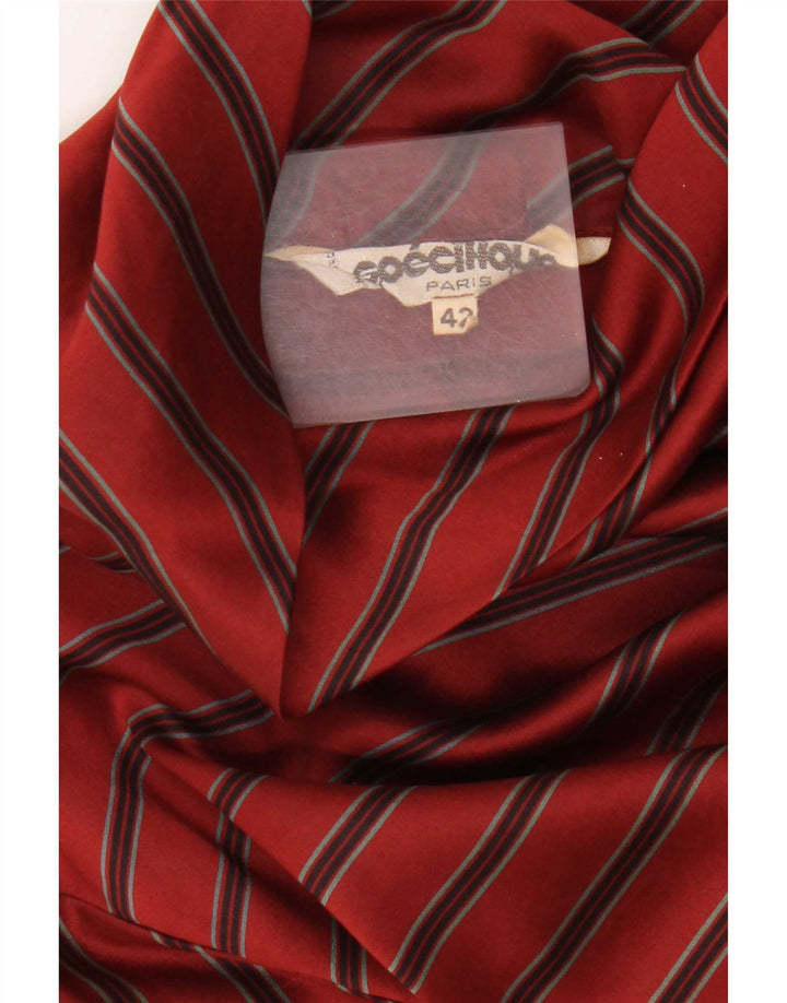 Vintage Womens Long Sleeve Button Neck Blouse Top IT 42 Medium Red Striped