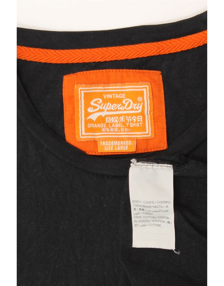 Superdry Mens T-Shirt Top Large Black Cotton