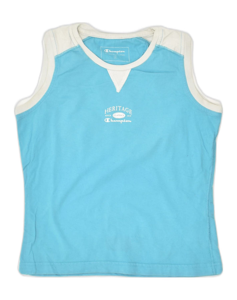 CHAMPION Girls Heritage Graphic Vest Top 13-14 Years Small Blue | Vintage Champion | Thrift | Second-Hand Champion | Used Clothing | Messina Hembry 