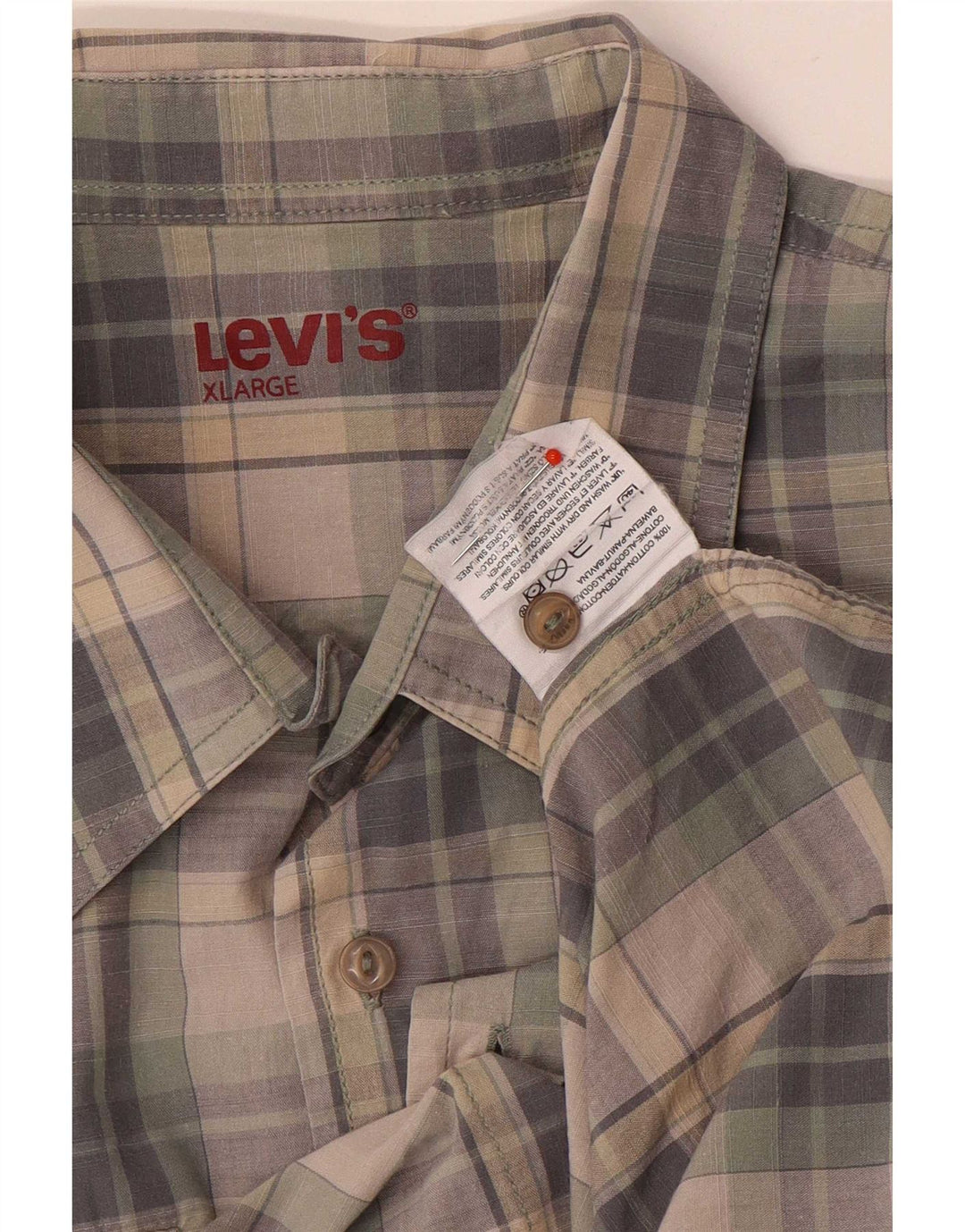 Levi's Mens Short Sleeve Shirt XL Grey Check Cotton