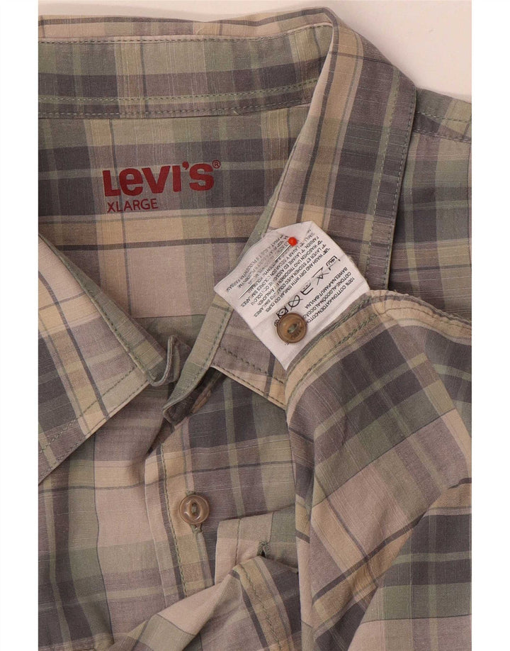 Levi's Mens Short Sleeve Shirt XL Grey Check Cotton