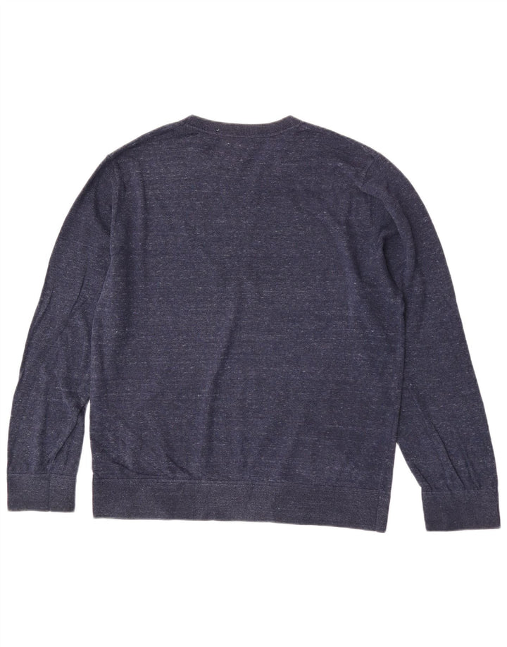 Gap Mens Crew Neck Jumper Sweater Large Navy Blue Flecked Cotton