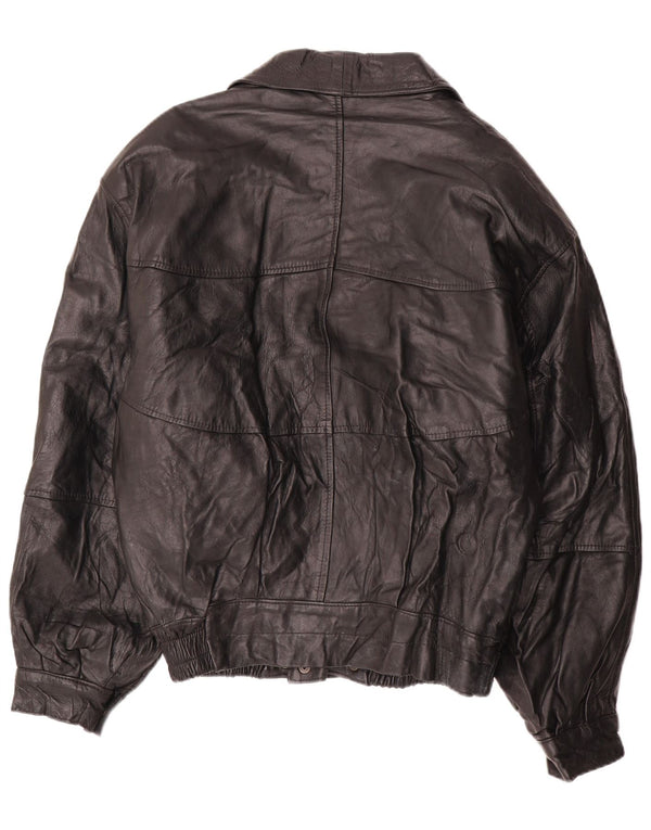 LAVORAZIONE ARTIGIANA Mens Leather Jacket IT 52 XL Black Leather