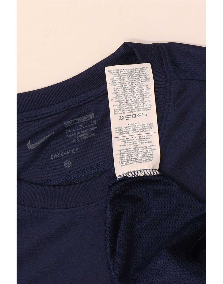 Nike Mens Dri Fit Slim Fit Top Long Sleeve XL Navy Blue Polyester
