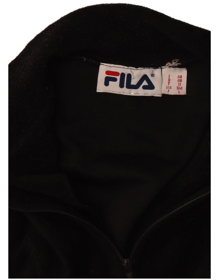 FILA Mens Zip Neck Fleece Jumper IT 48 Medium Black