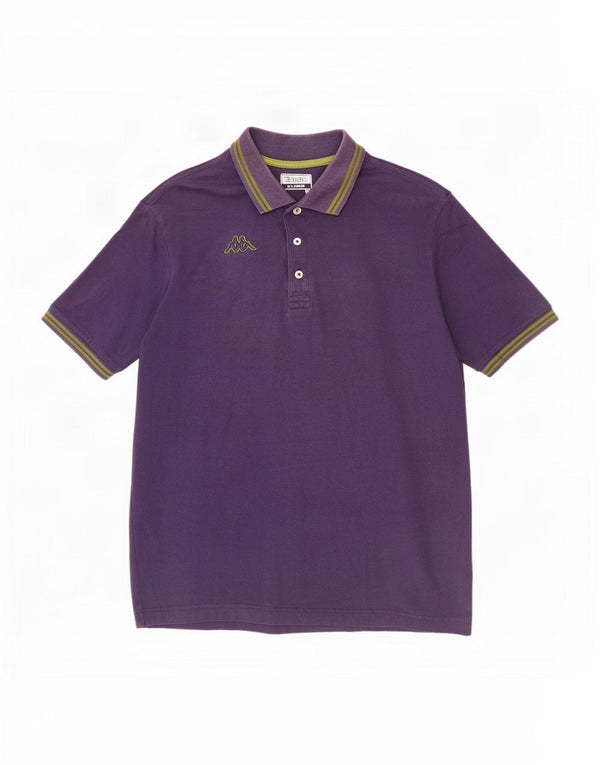 Kappa Mens Polo Shirt XL Purple Striped Cotton