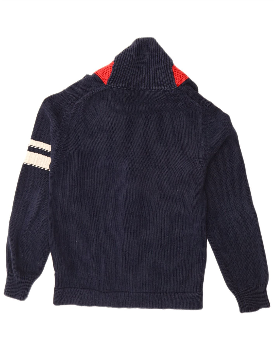 FRED PERRY Mens Cardigan Sweater Medium Navy Blue Colourblock Cotton