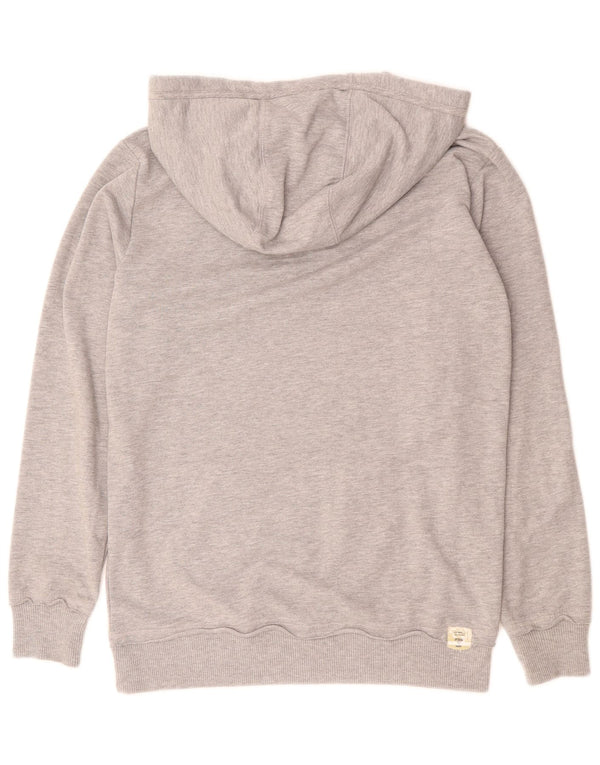 Guess Womens Longline Graphic Zip Neck Hoodie Jumper UK 14 Medium Grey