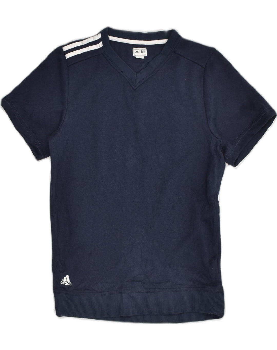 ADIDAS Womens T-Shirt Top UK 10 Small Navy Blue Polyester | Vintage Adidas | Thrift | Second-Hand Adidas | Used Clothing | Messina Hembry 