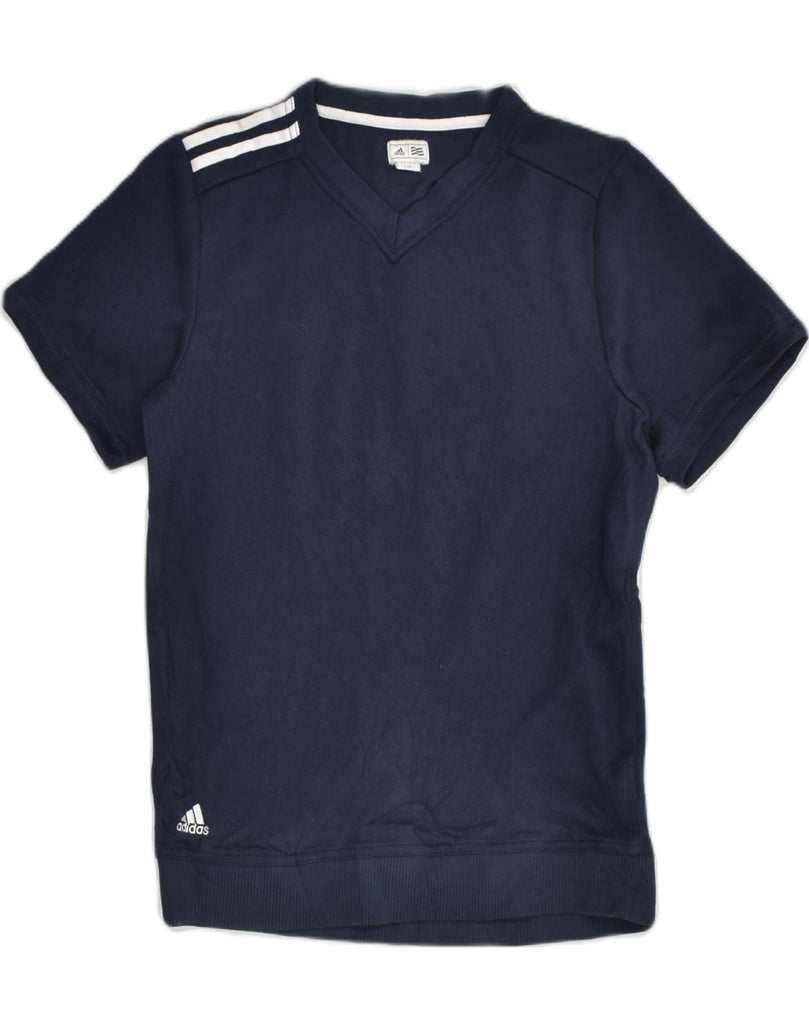 ADIDAS Womens T-Shirt Top UK 10 Small Navy Blue Polyester | Vintage Adidas | Thrift | Second-Hand Adidas | Used Clothing | Messina Hembry 