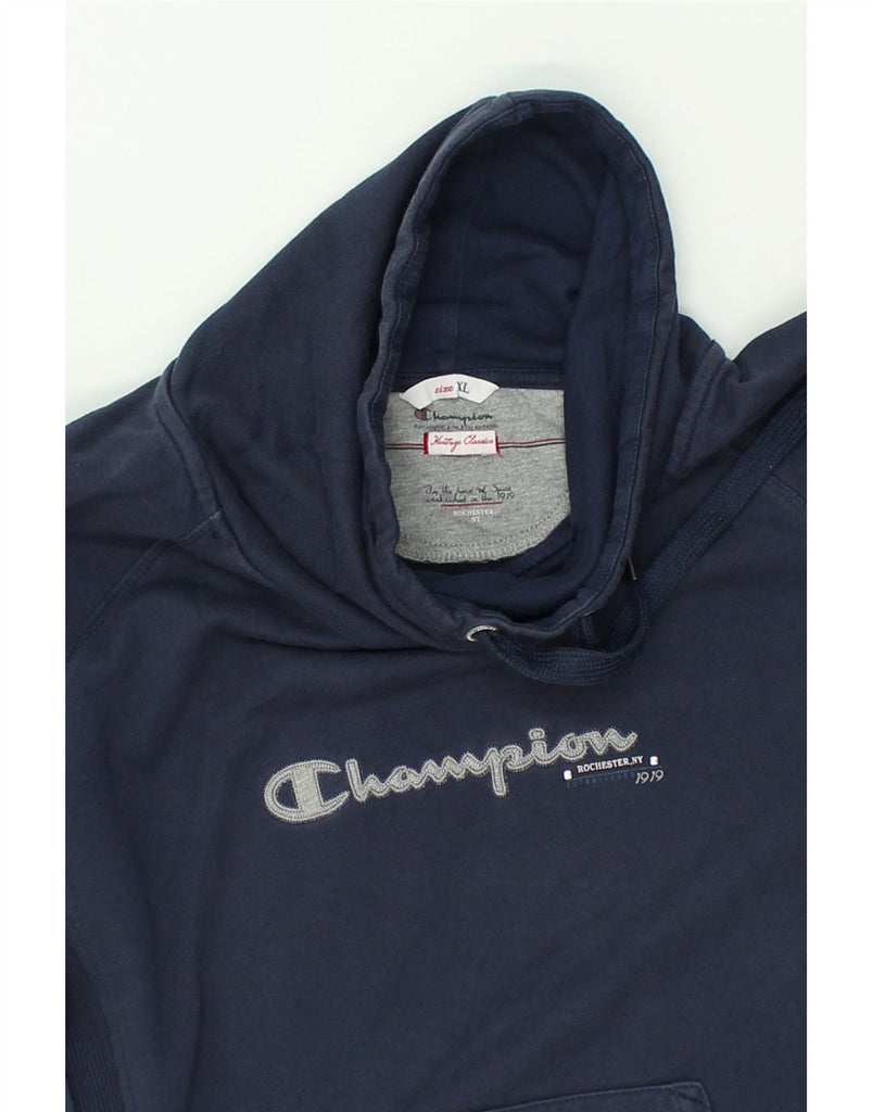 CHAMPION Womens Graphic Sweatshirt Jumper UK 18 XL Navy Blue Cotton | Vintage Champion | Thrift | Second-Hand Champion | Used Clothing | Messina Hembry 