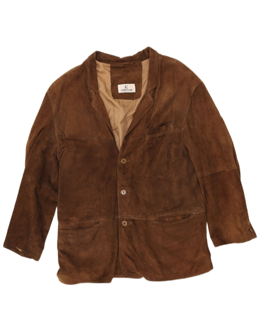 CERRUTI 1881 Mens Suede Jacket UK 40 Large Brown