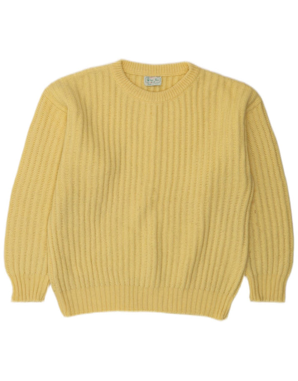 Benetton Mens Crew Neck Jumper Sweater IT 48 Medium Yellow Acrylic