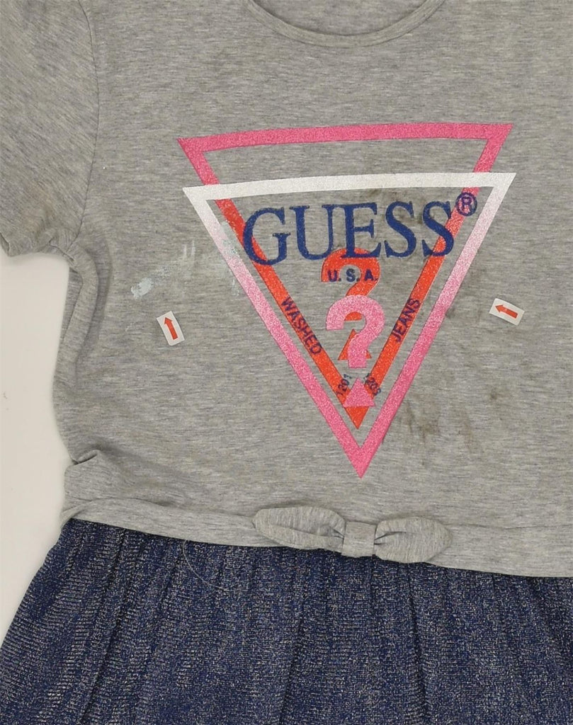 GUESS Girls Graphic A-Line Dress 11-12 Years Grey Colourblock Cotton | Vintage Guess | Thrift | Second-Hand Guess | Used Clothing | Messina Hembry 