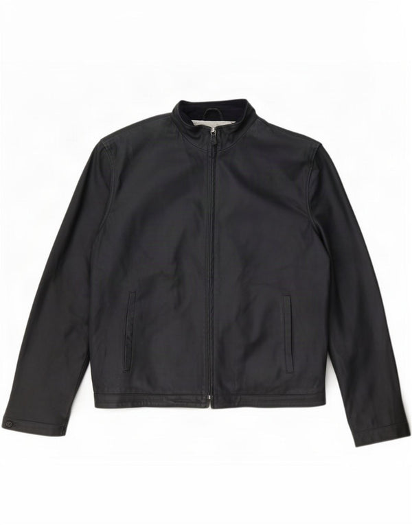 Valstar Mens Leather Bomber Jacket IT 52 XL Navy Blue