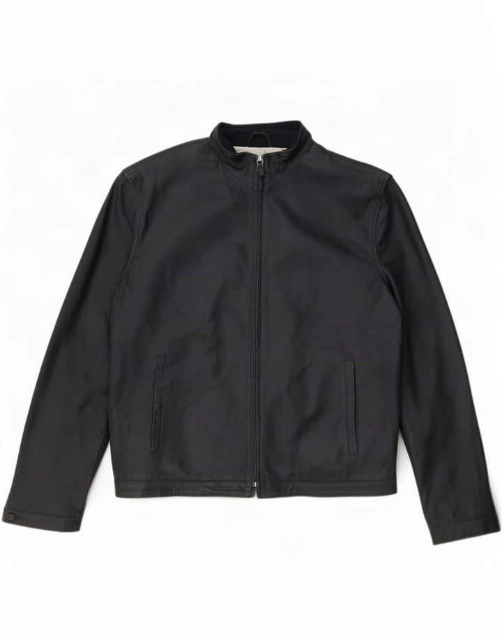 Valstar Mens Leather Bomber Jacket IT 52 XL Navy Blue