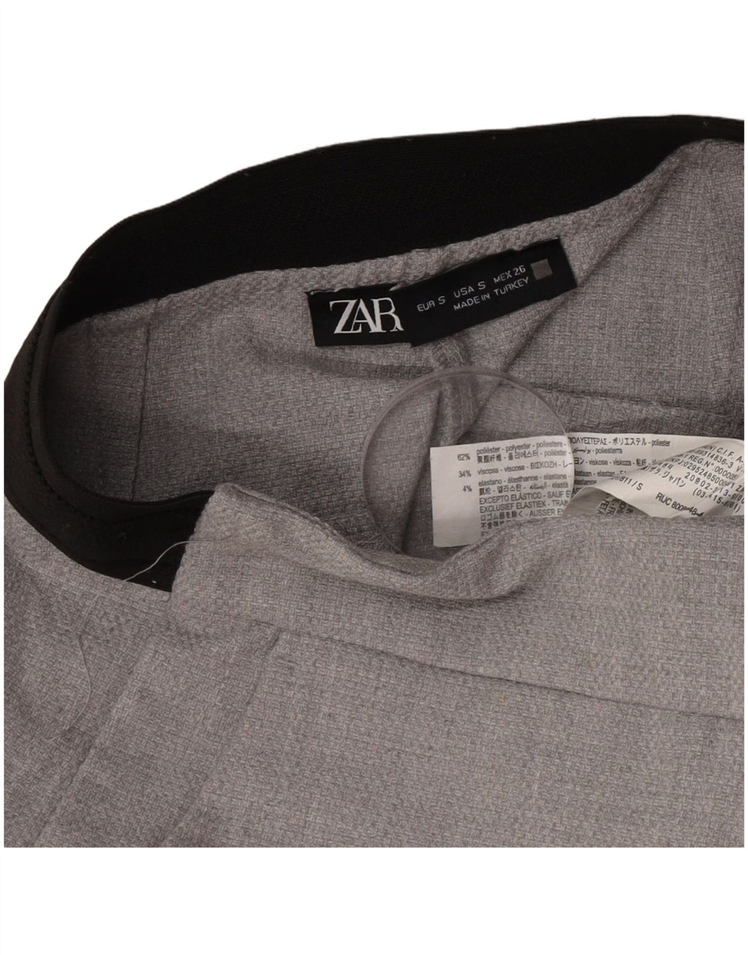 Zara Womens Slim Suit Trousers Small W26 L28 Grey Polyester