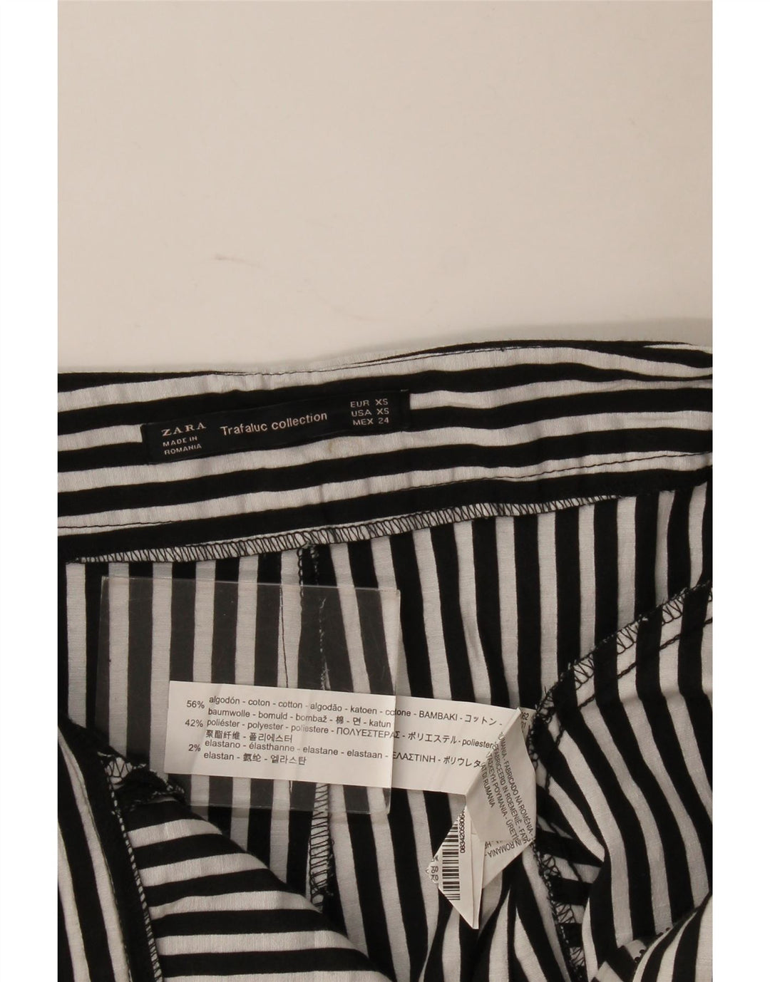 Zara Womens Skort UK 4 XS  Black Striped Cotton