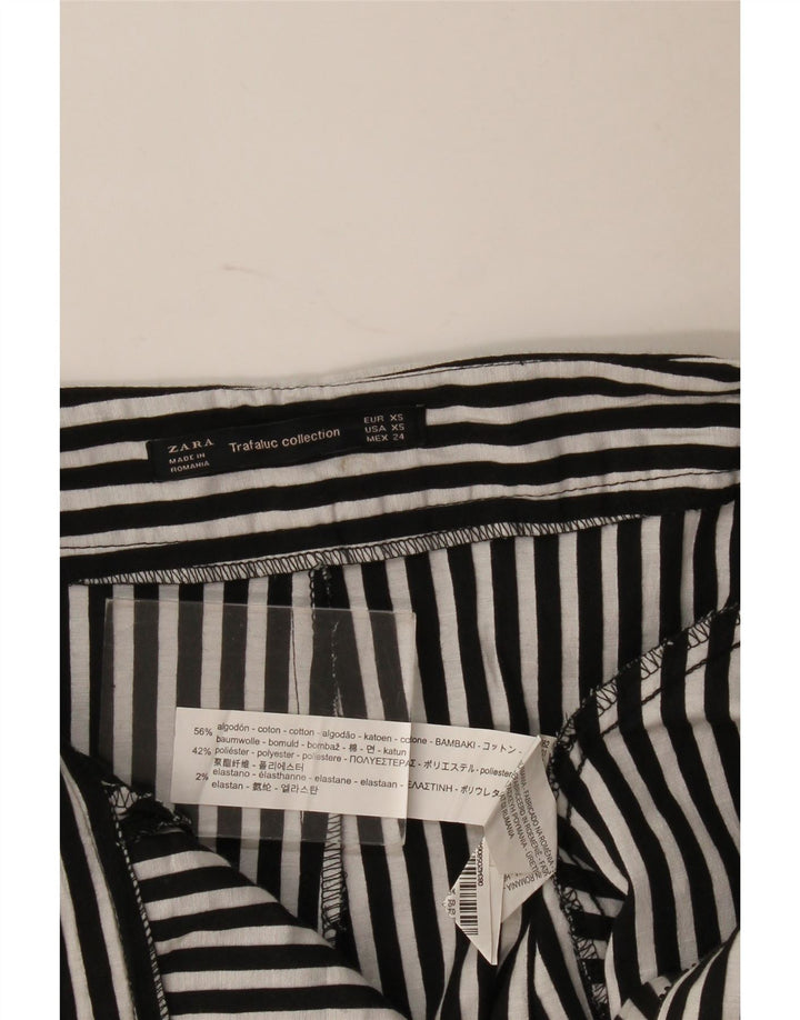Zara Womens Skort UK 4 XS  Black Striped Cotton