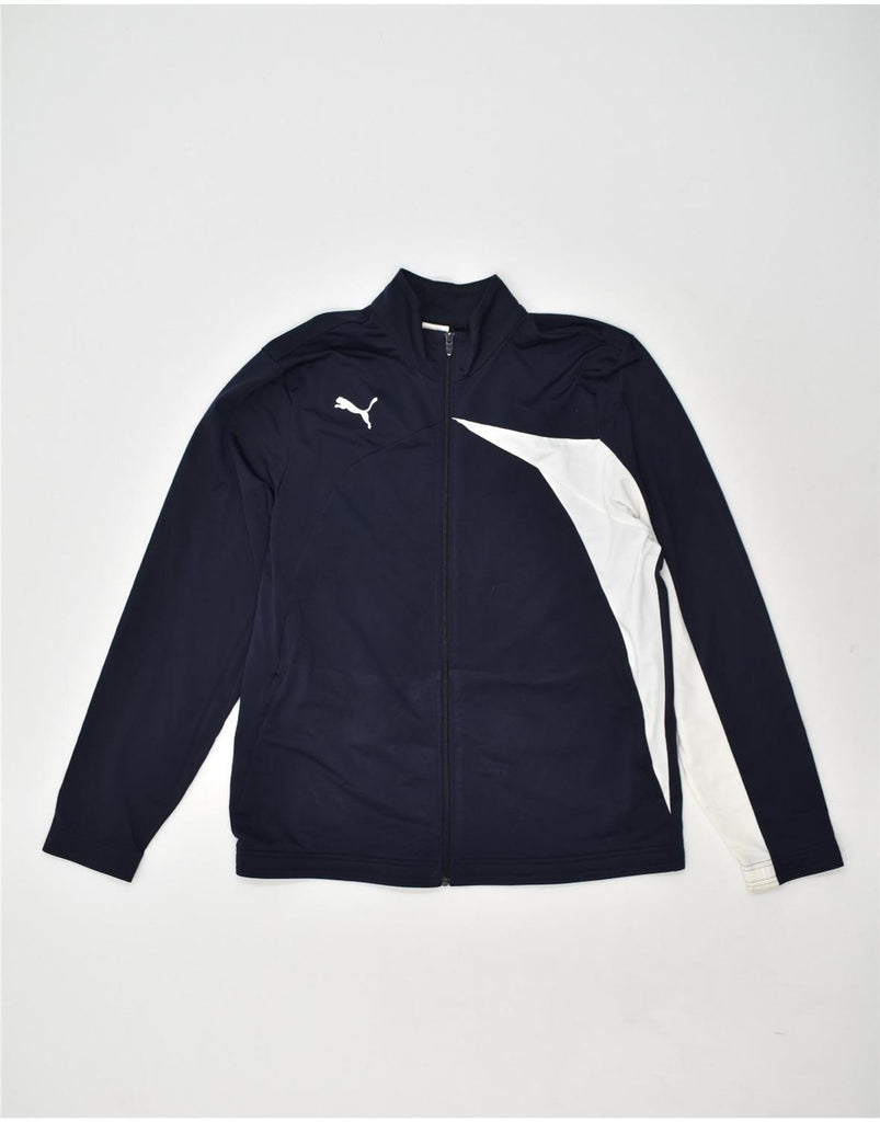 PUMA Mens Tracksuit Top Jacket XL Navy Blue Colourblock Polyester | Vintage Puma | Thrift | Second-Hand Puma | Used Clothing | Messina Hembry 