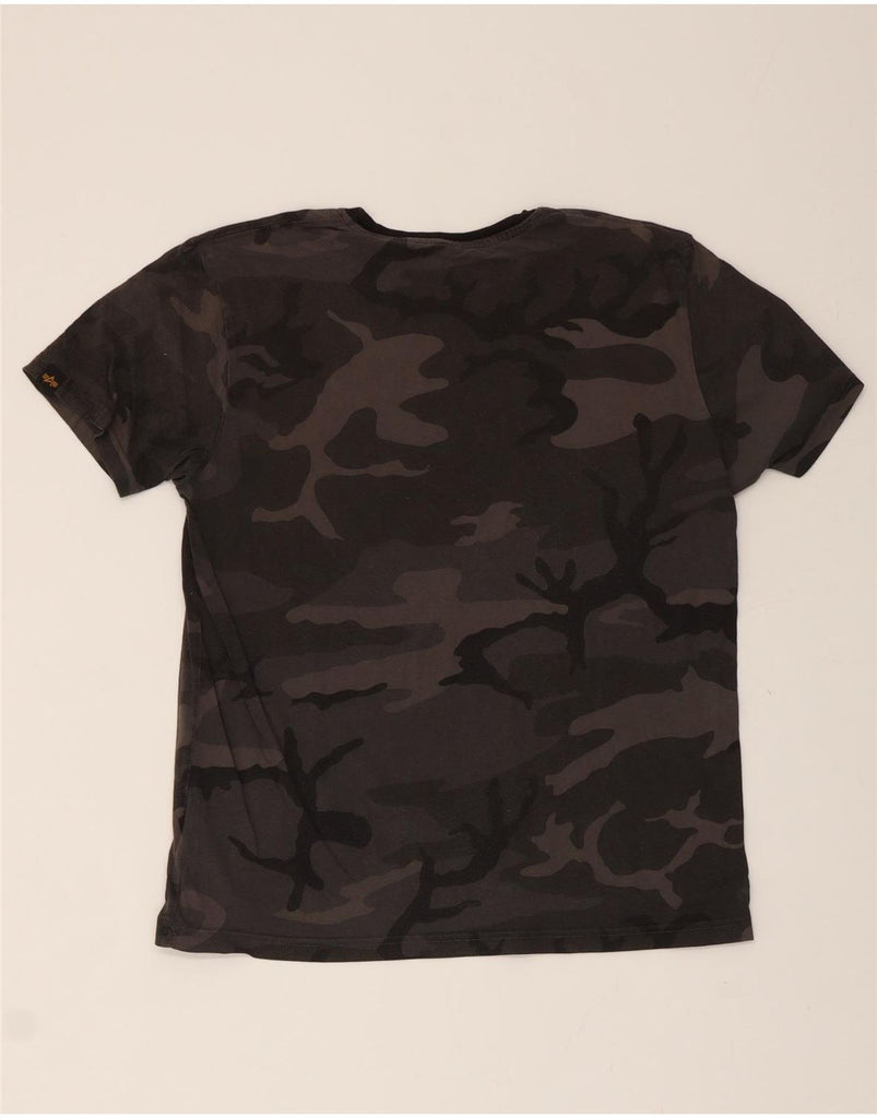 ALPHA INDUSTRIES Mens Graphic T-Shirt Top Medium Grey Camouflage Cotton Vintage Alpha Industries and Second-Hand Alpha Industries from Messina Hembry 