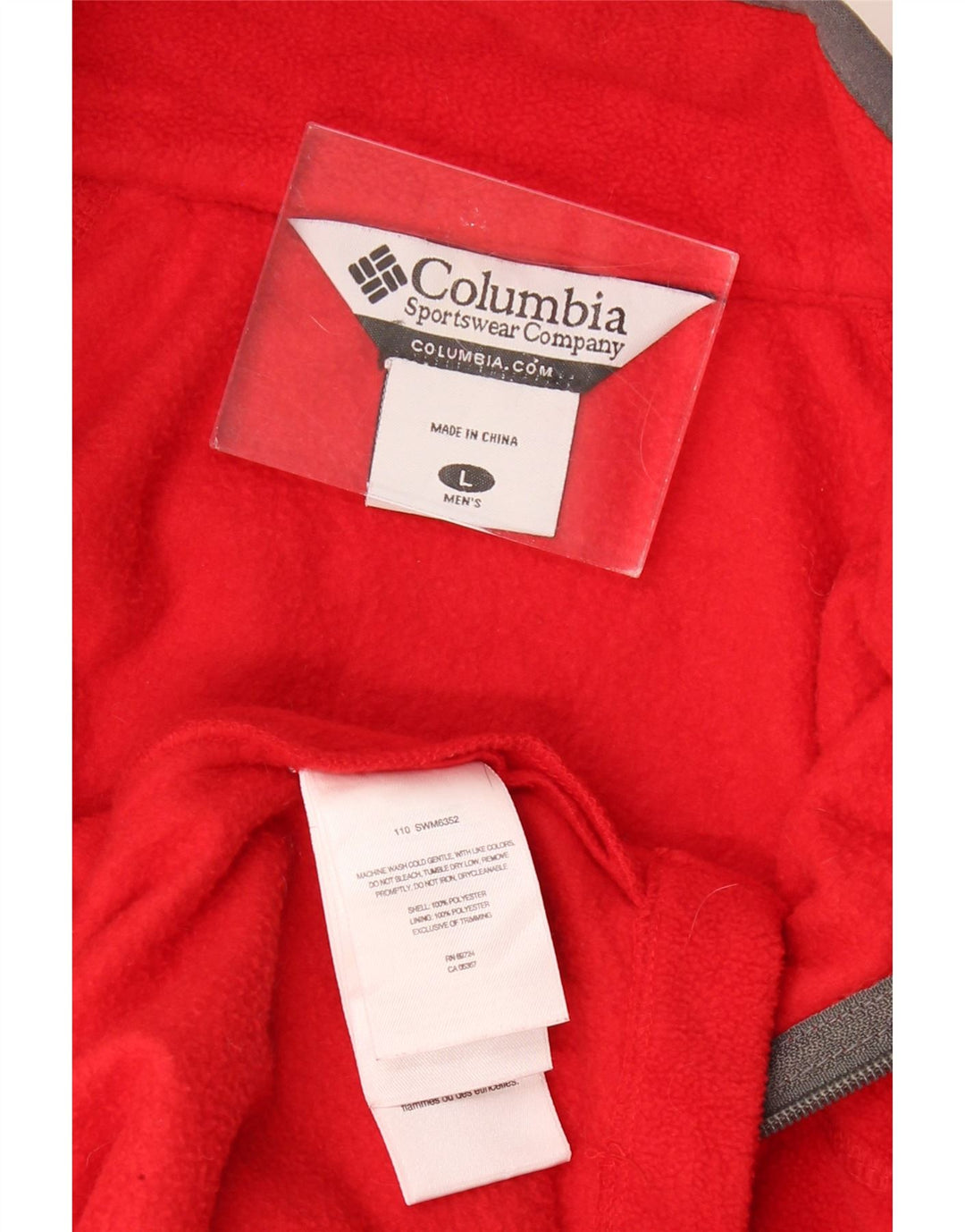 COLUMBIA Mens Zip Neck Fleece Jumper Large Red Polyester