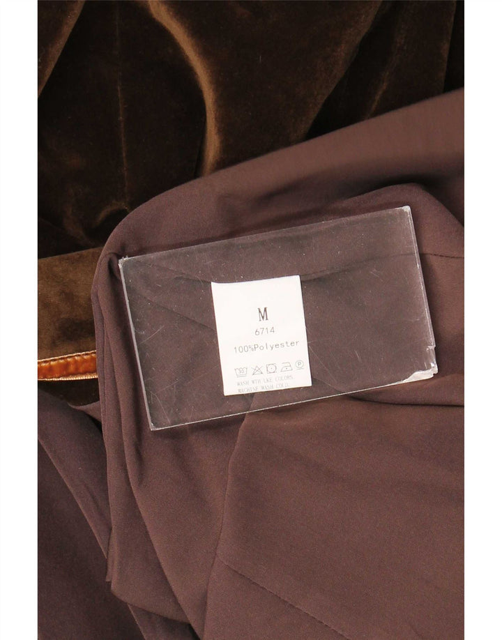 Vintage Womens Velvet Overcoat UK 12 Medium Brown Polyester