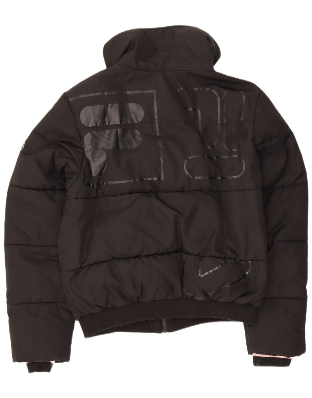 Fila Womens Graphic Oversized Padded Jacket UK 10 Small Black Polyester