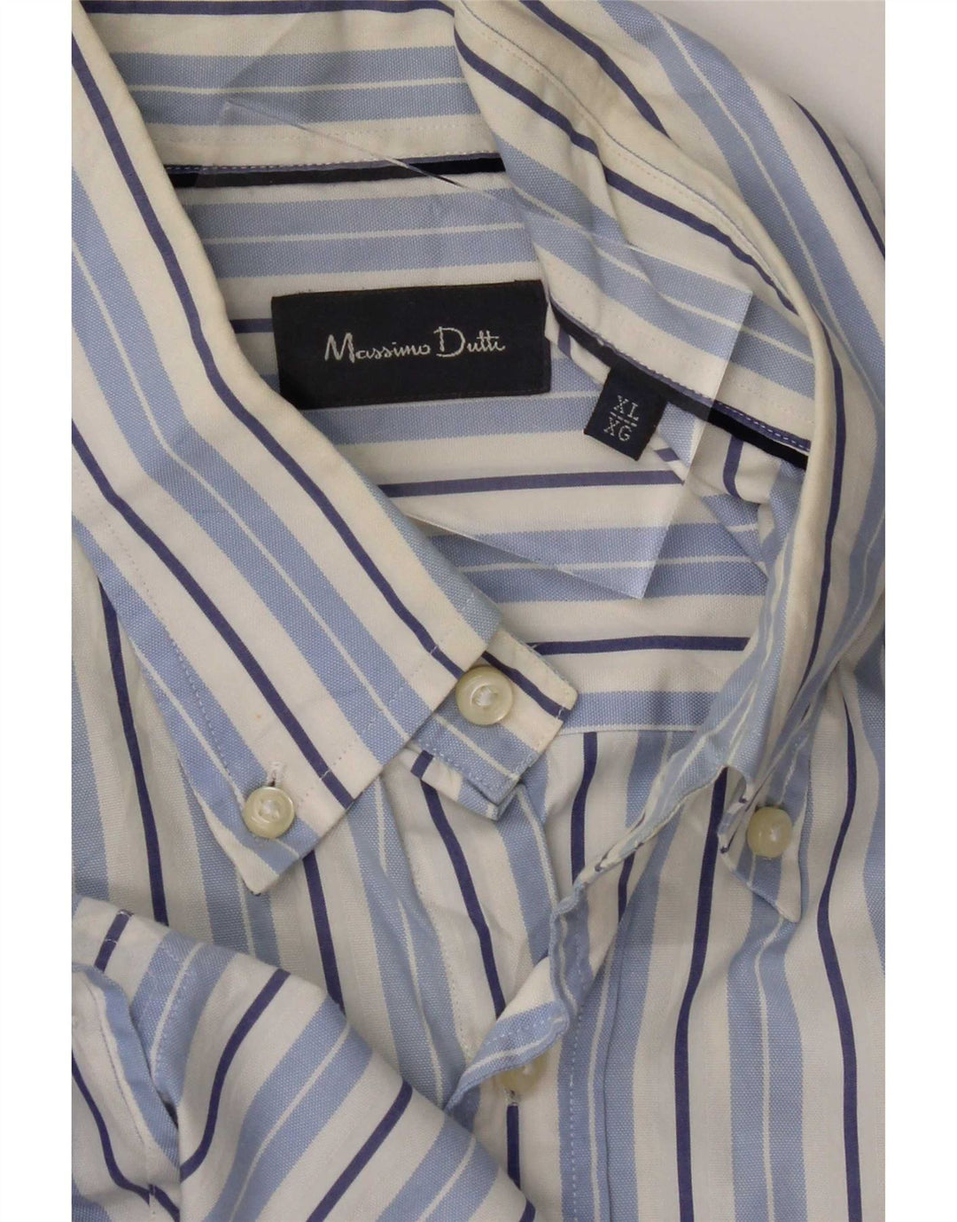 Massimo Dutti Mens Shirt XL Blue Pinstripe